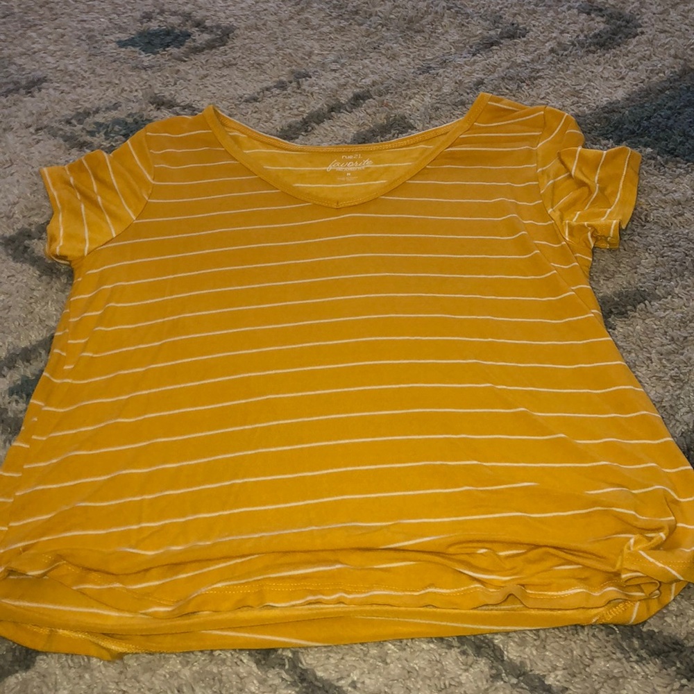 A yellow stripped blouse